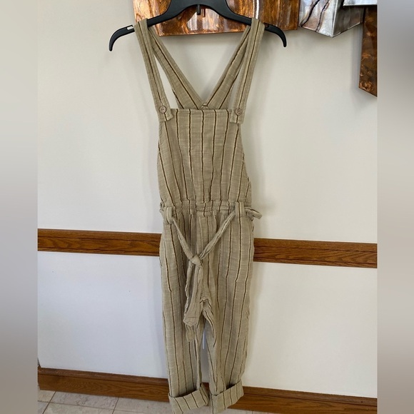 FREE PEOPLE SzL ONE BALLAST STRIPED BELTED OVERALL JUMPSUIT MOSS - Picture 9 of 13